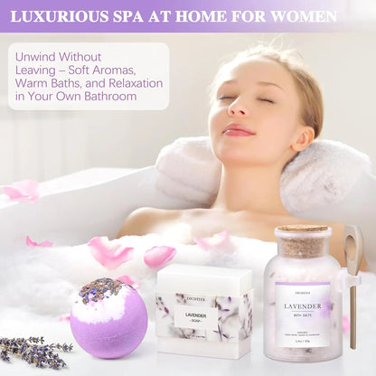 Lavender Spa Gift Basket for Women - Relaxing Self Care Set, Perfect for Christmas, Birthday, Mother&