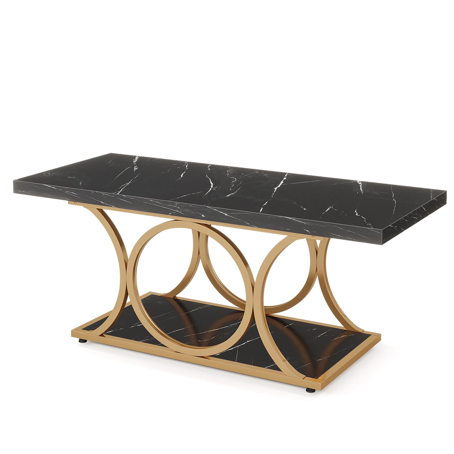 Tribesigns Two Tier Faux Marble Wood Coffee Table