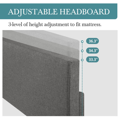 HOOMICH Upholstered Bed Frame with Adjustable Headboard