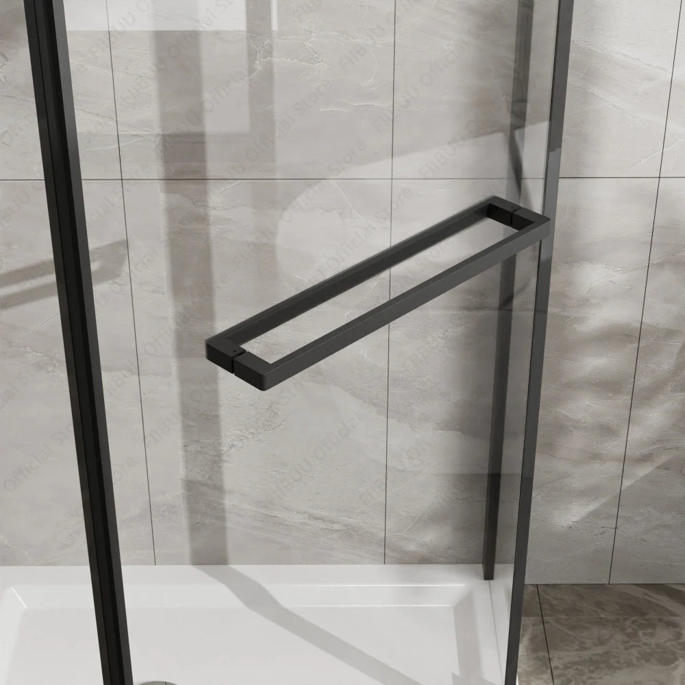 FIIBUU FramelessShowerDoor Neo Angle Shower Door TemperedGlass Enclosure System Premium