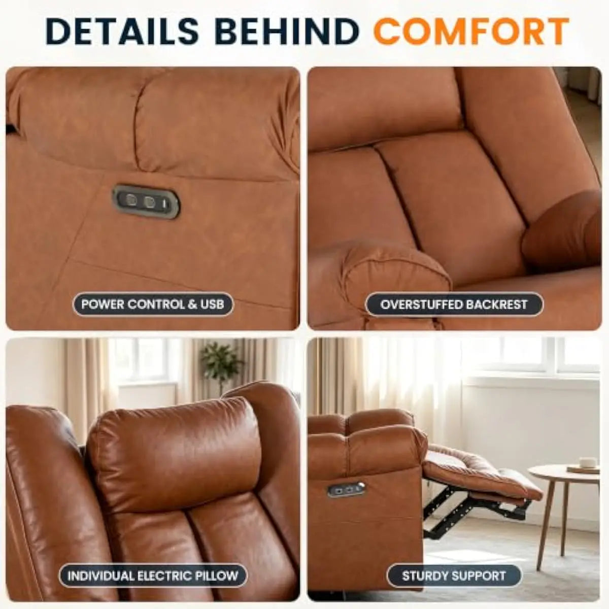 Dual Motor Power Recliner With Independent Headrest And Backrest Control