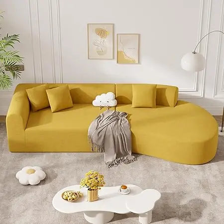 126" Oversized Modular Sectional Sofa, Modern Cloud Curved Couch with Deep Seat, Upholstered Corduroy Couches for Living Room, N