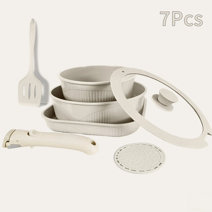 24pcs/7pcs/5pcs Cookware Set Non-Stick Pots &amp; Pans Induction-Ready Kitchen Cookware Set Includes Skillet/Frying Pan/Soup Pot/Ste