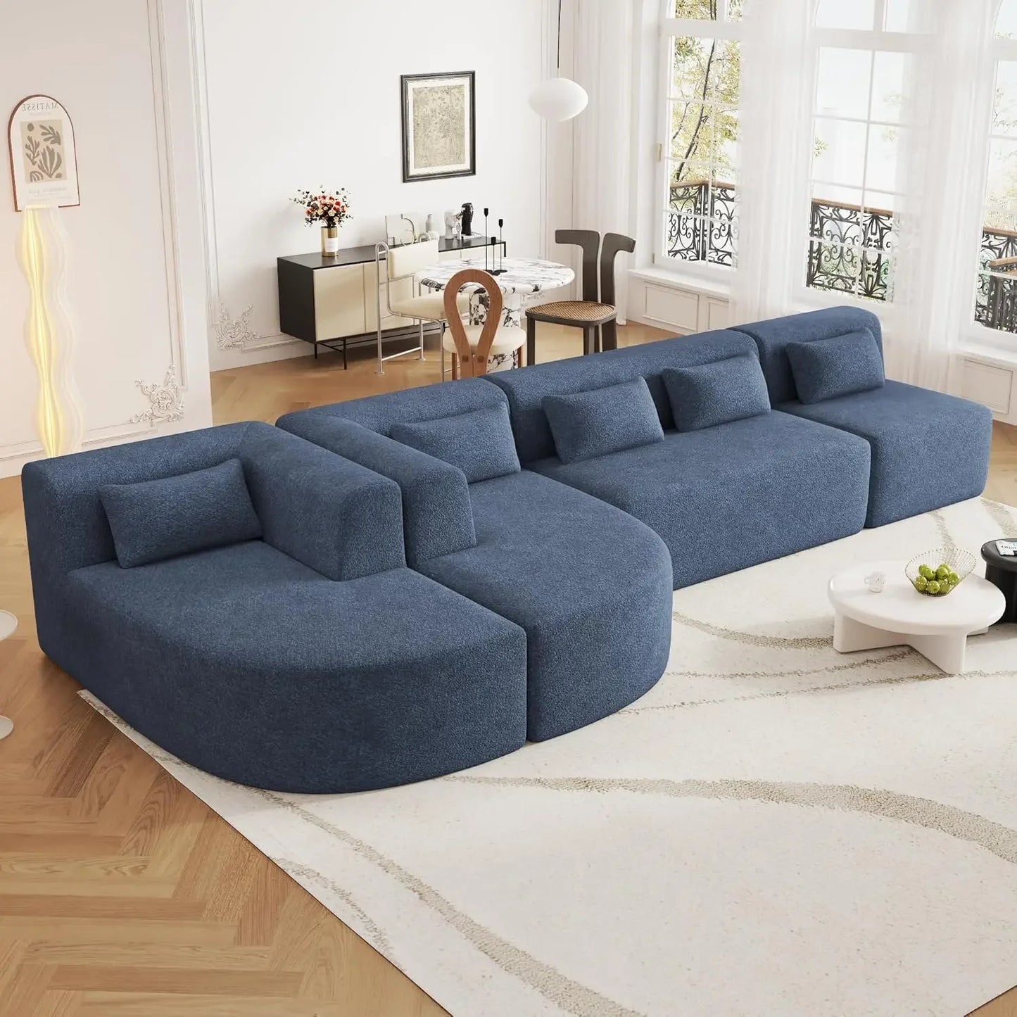 XMSJ ExtravagantLux Modular Sectional Sofa With Premium Boucle Upholstery Finishings