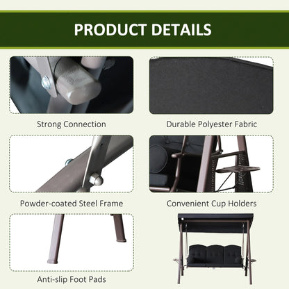 Outsunny Outdoor Canopy Cushioned Patio Glider Swing Bench
