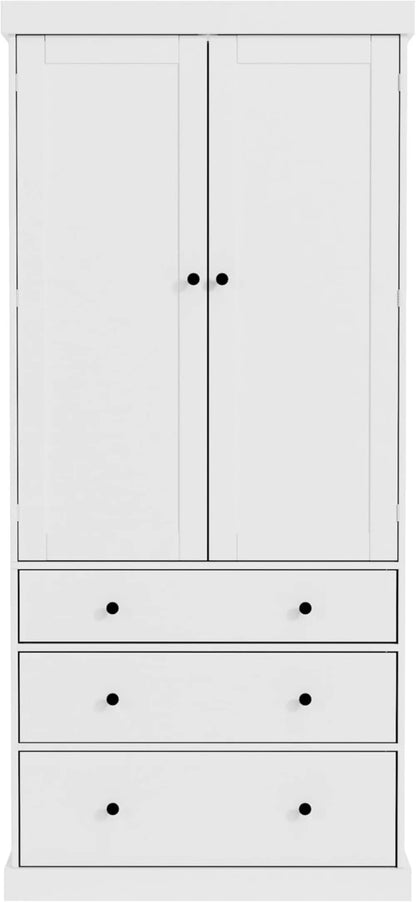 77 Inch Farmhouse Kitchen Pantry, Wood Storage Cabinet with Adjustable Shelves, Door Shelves, Drawers for Kitchen Dining Room