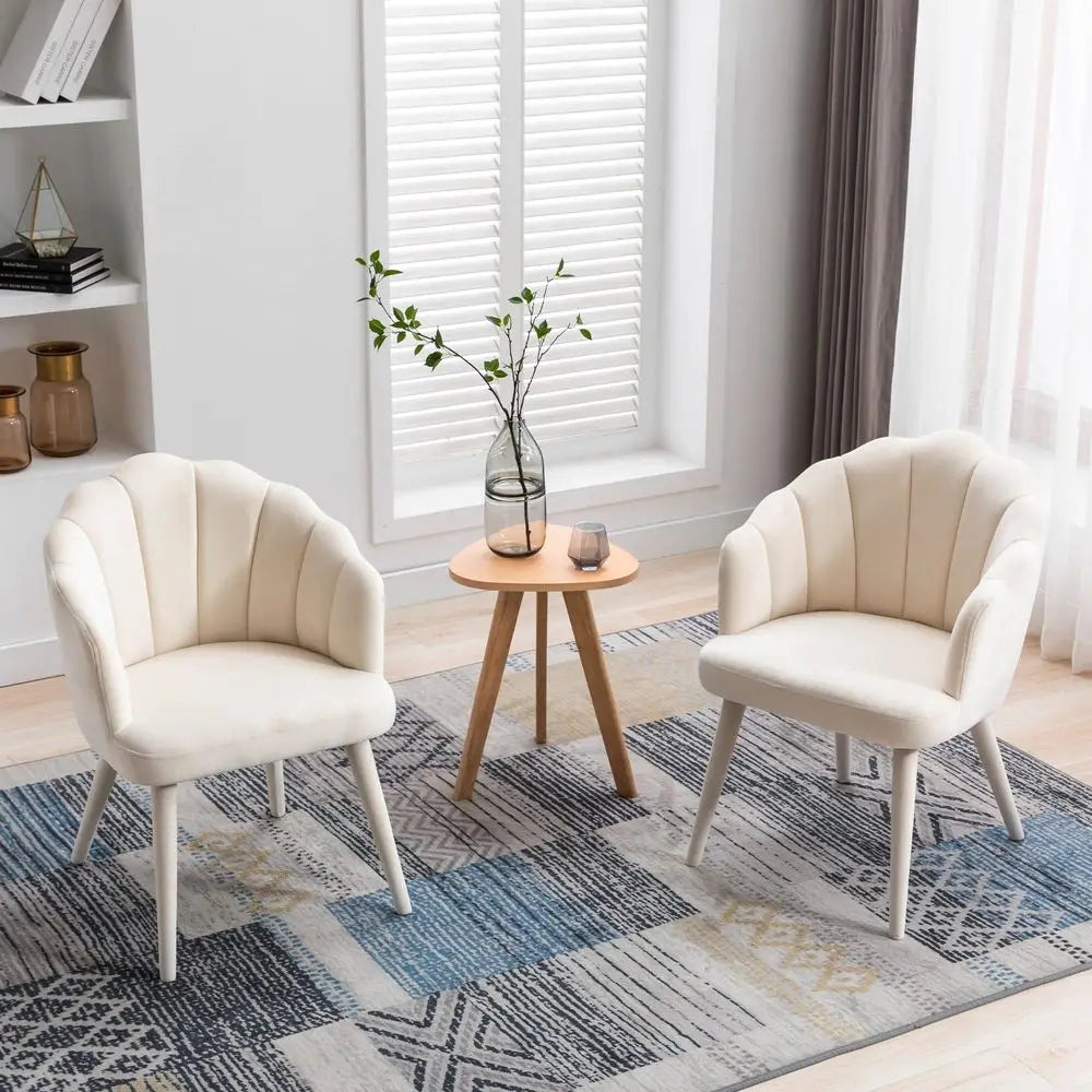 Dining Chairs Set of 2 Modern Accent Chairs Upholstery Side Chairs with Upholstered Wood Legs for Home Kitchen Living Room, Cre