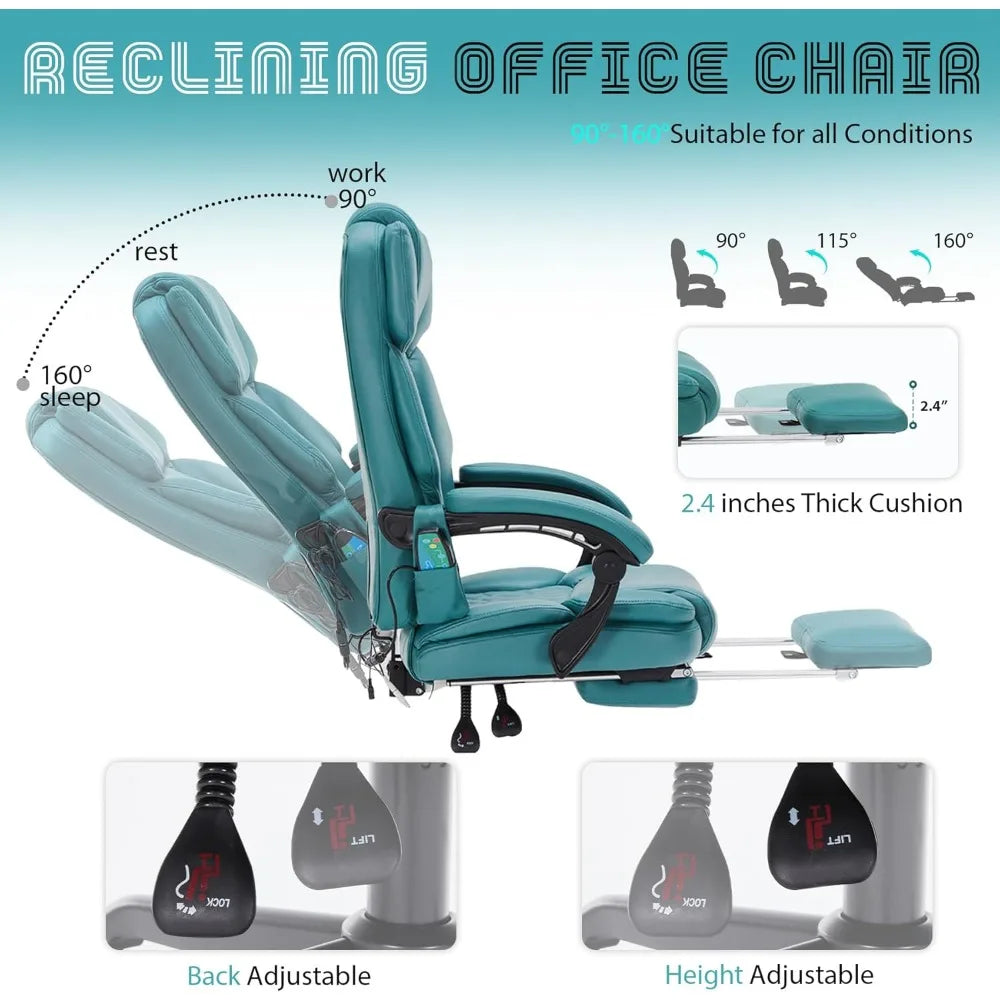 GUANGBAI Massage Office Chair With Foot Rest Vibration And Heat
