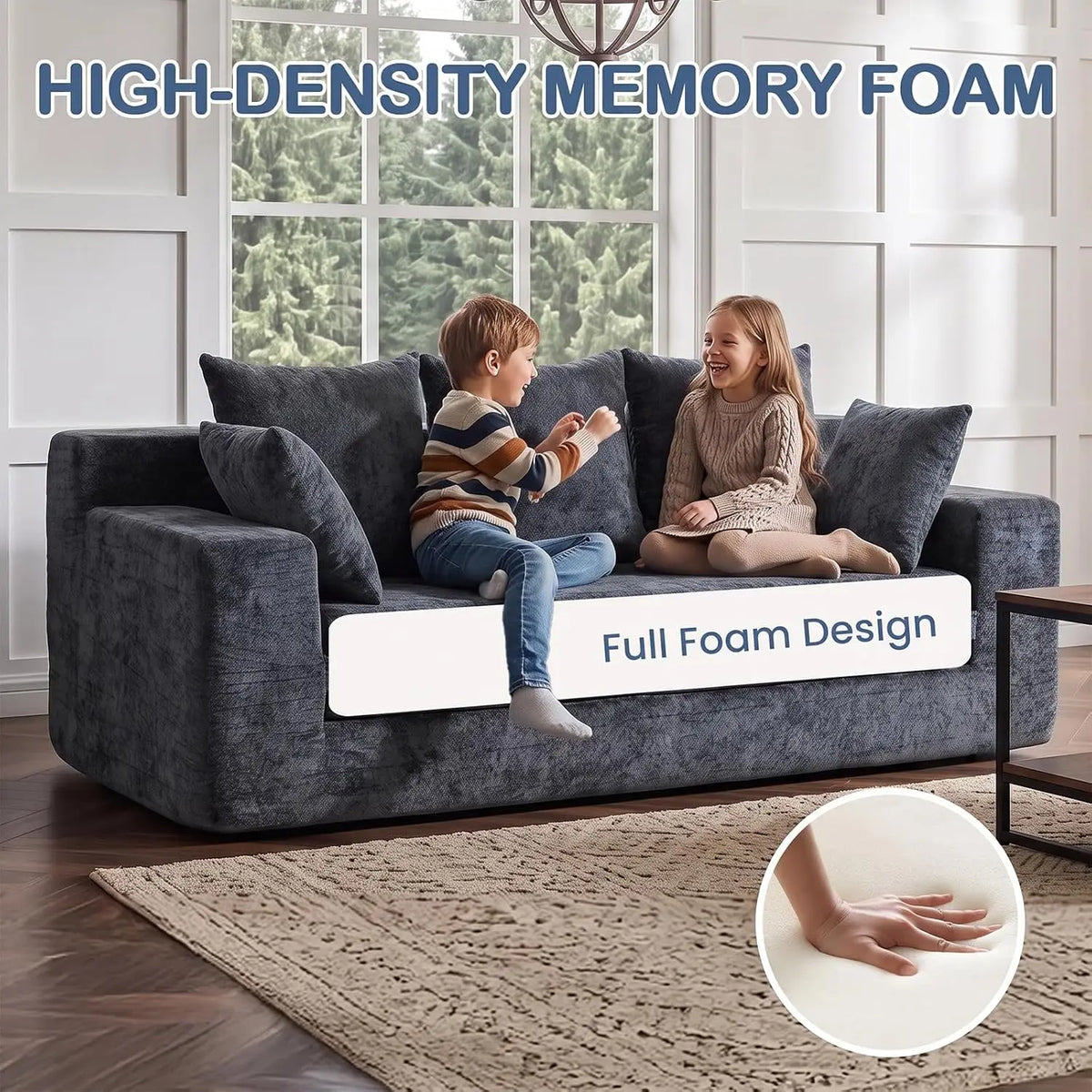 SUXI Boneless Sofa Bed With Storage Pocket Plush Velvet Couch
