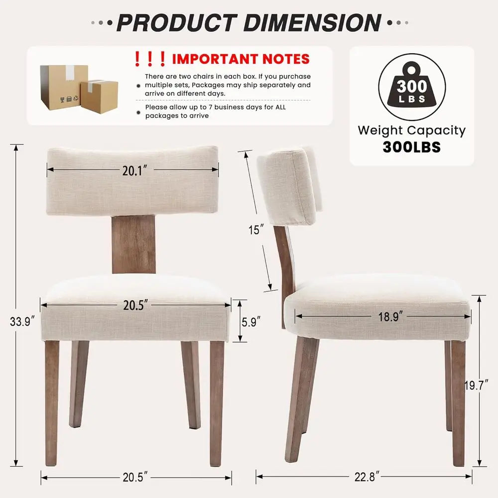 Elegant Upholstered Linen Dining Chairs Set of 4, Ergonomic Curved Backrest, Solid Wood Legs, Suitable for Kitchen &amp; Dining Room
