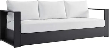 Tahoe Aluminum Outdoor Patio Sofa in White Gray