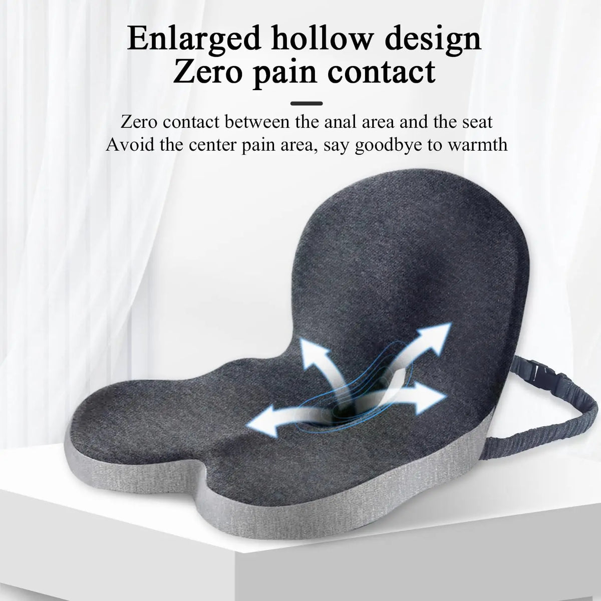 Contoured Ergonomic Lumbar Back Support Seat Cushion with Washable Cover Soft Pressure Relief Chair Pad for Office Workers Long Time Sitting Comfort