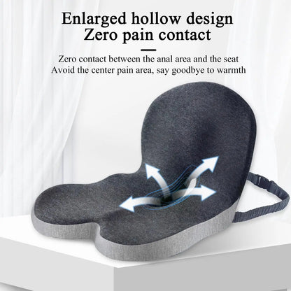 Contoured Ergonomic Lumbar Back Support Seat Cushion with Washable Cover Soft Pressure Relief Chair Pad for Office Workers Long Time Sitting Comfort