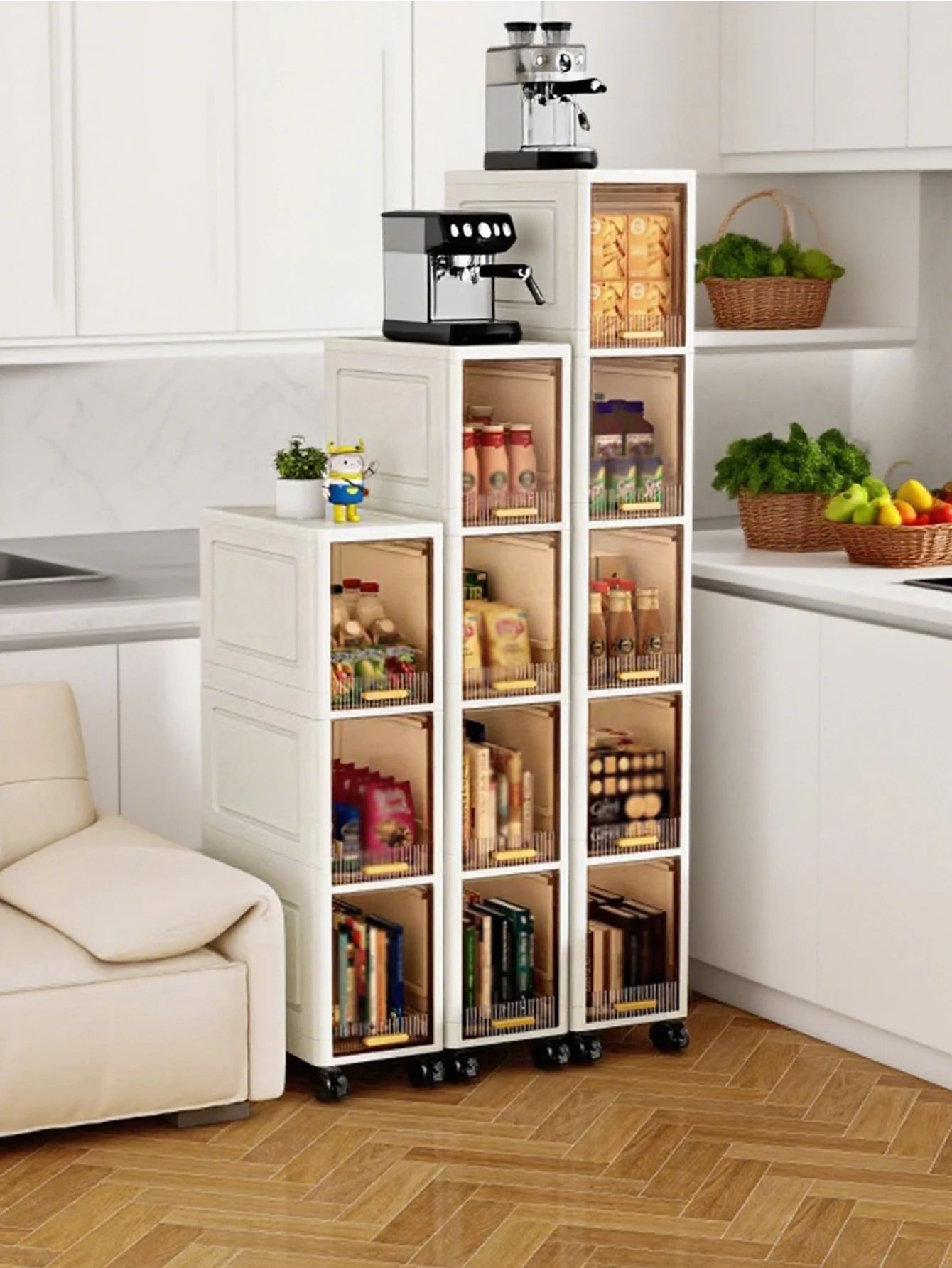 3 Layers Narrow gap storage cabinet suitable for kitchen bathroom gaps lightweight luxury design floor-standing storage units