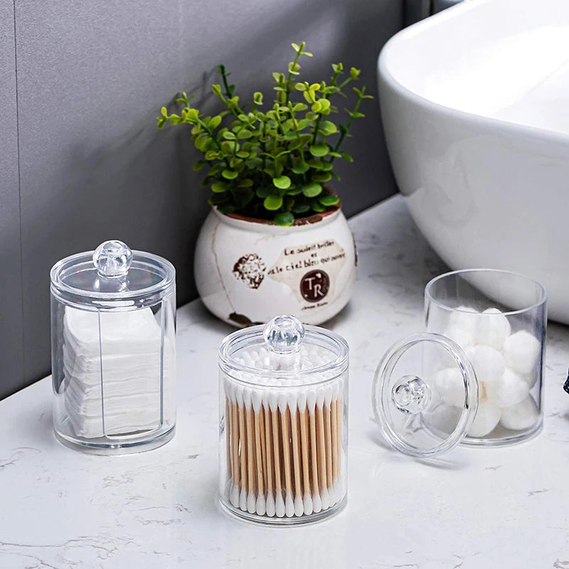 Acrylic Makeup Organizer For Cotton Swabs Jewelry And Remover Pads