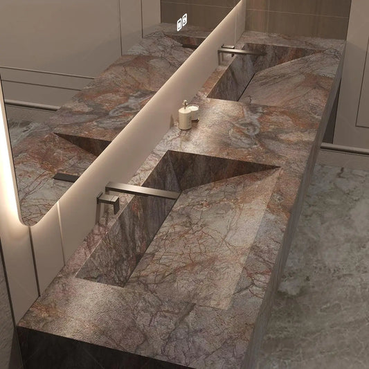 OMGD Stone Bathroom Vanity Set With Integrated Sink Customizable