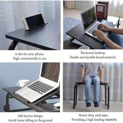 Mteryoing Overbed Table With Wheels, 31.5 In Laptop Desk Cart, Table Over The Bed Table Adjustable Height And Length For Hospita