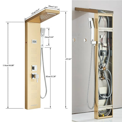 Gold Stainless Steel Shower Panel Tower System Massage Body Jets With Tub Spout