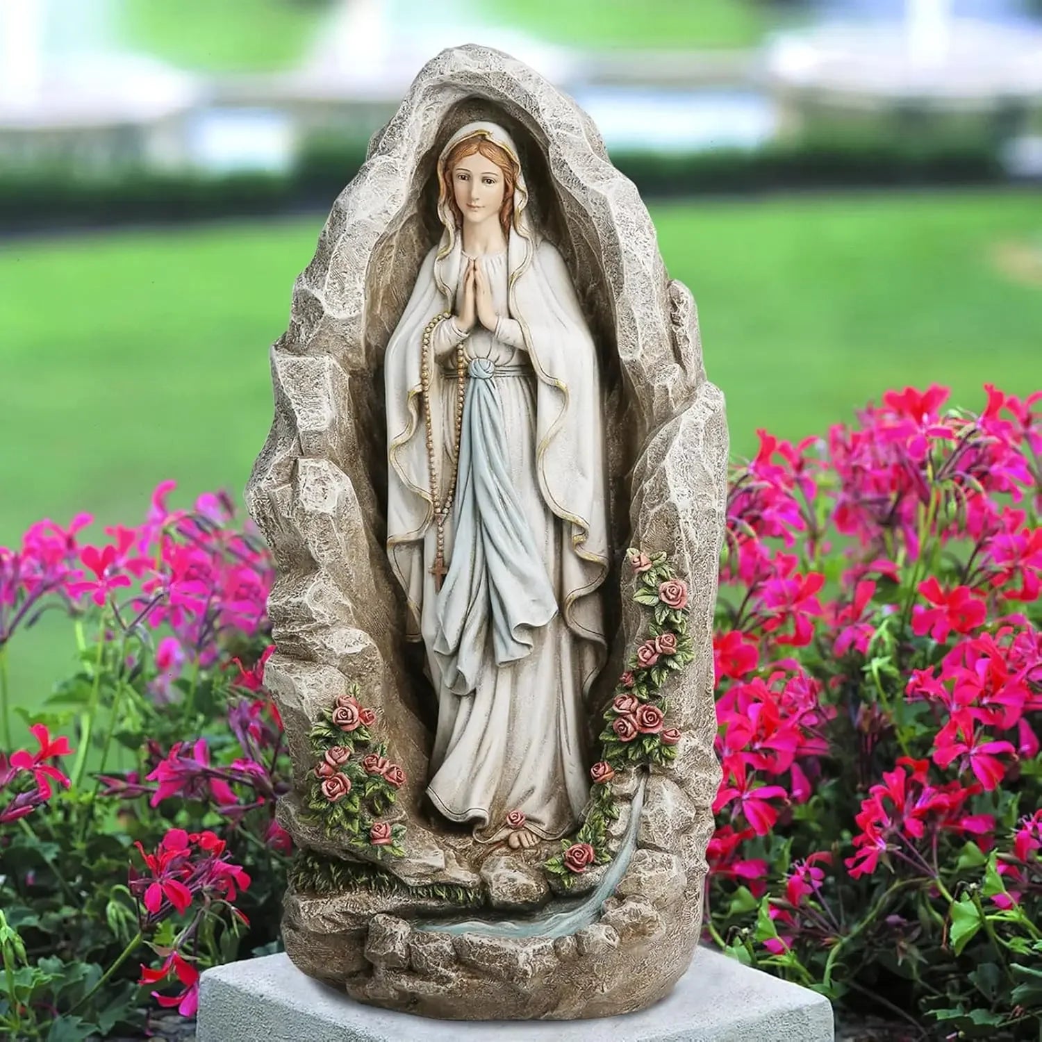 Virgin Mary Statue Catholic Decor Our Lady Of Lourdes Grotto Sculpture Home Yard Patio Lawn Hallway
