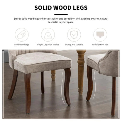 Velvet Upholstered Dining Chairs Set of 6 Mid Century Wood Legs Kitchen Room Easy Assembly Beige 6pcs,Customized