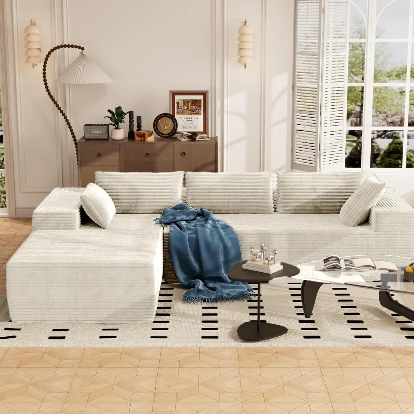 105.5" L Shape Modular Sectional Sofa for Bedroom And Living Room Deep Seat Cloud Sofa Customizable Upholstered