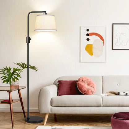 Upgraded Dimmable Floor Lamp, 1000 Lumens LED Bulb Included, Arc Floor Lamps for Living Room Modern Standing Lamp with Linen Shade, Tall Lamp for Bedroom Office Reading Dining Room- Black
