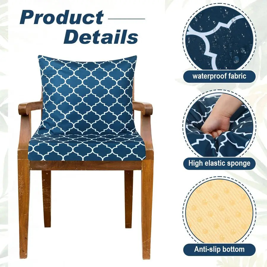 4 Set Outdoor Chair Patio Cushions Deep Seat Waterproof Chair Cushions 20 x 20 Inch for Patio Furniture Set Replacement Removab