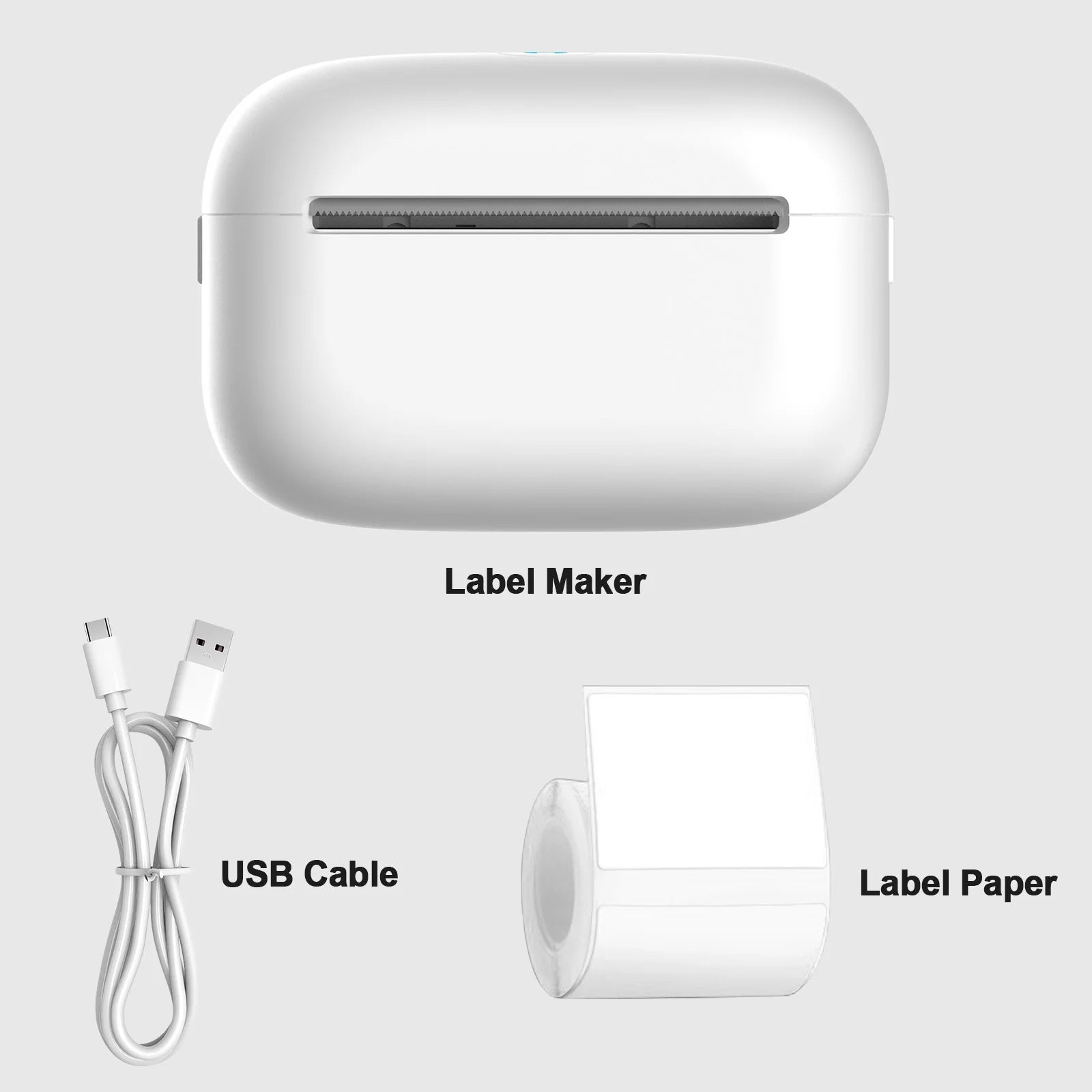 Label Maker Portable Thermal Lable Printer Bluetooth Sticker High Speed Printing 300nim with 1roll Stickable Label Paper USB