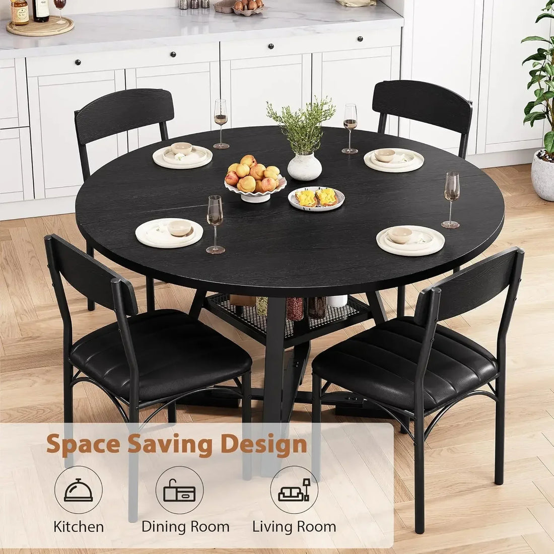 BestsellerBestsellerKitchen and Chairs for 4, Circle Table Round Pedestal Dining Room Dinner Dinette Set, Round Dining Set for 4
