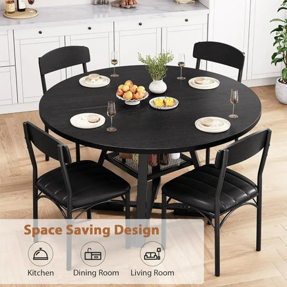 BestsellerBestsellerKitchen and Chairs for 4, Circle Table Round Pedestal Dining Room Dinner Dinette Set, Round Dining Set for 4