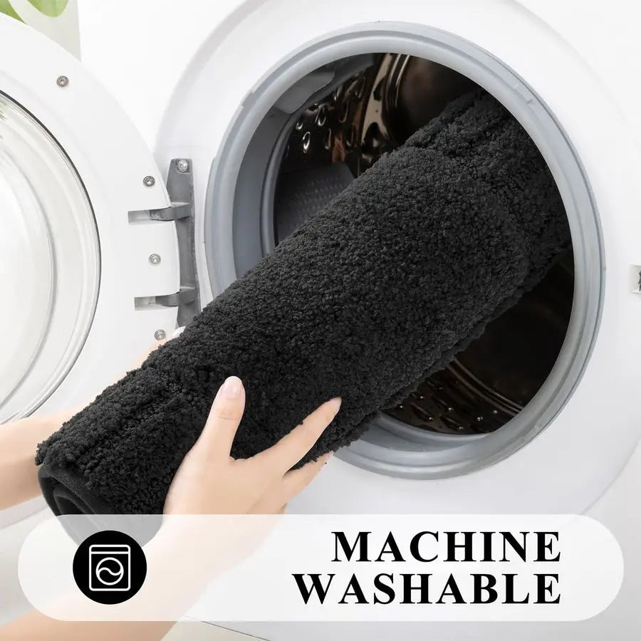 Bathroom Rugs Sets 3 Piece Bathroom Shower Rugs with UShaped Contour Toilet Mat Absorbent Microfiber Plush Bath Mats Non Slip Ba