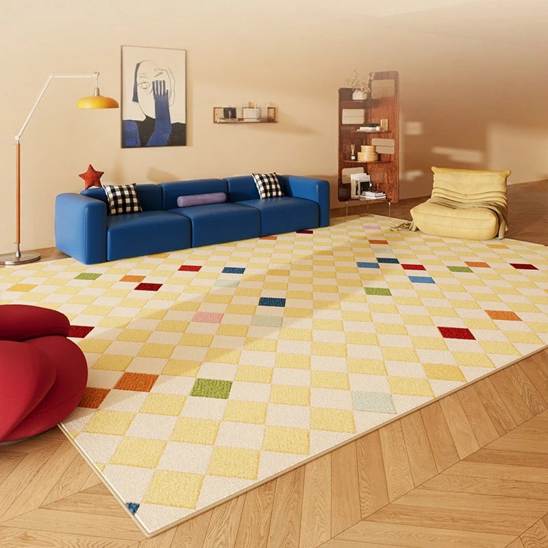 Minimalist Creative Dopamine Geometric Pattern Living Room Carpet Bedroom Room Floor Rugs Home Easy Repair Sofa Coffee Table Mat