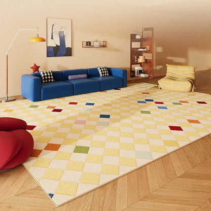 Minimalist Creative Dopamine Geometric Pattern Living Room Carpet Bedroom Room Floor Rugs Home Easy Repair Sofa Coffee Table Mat