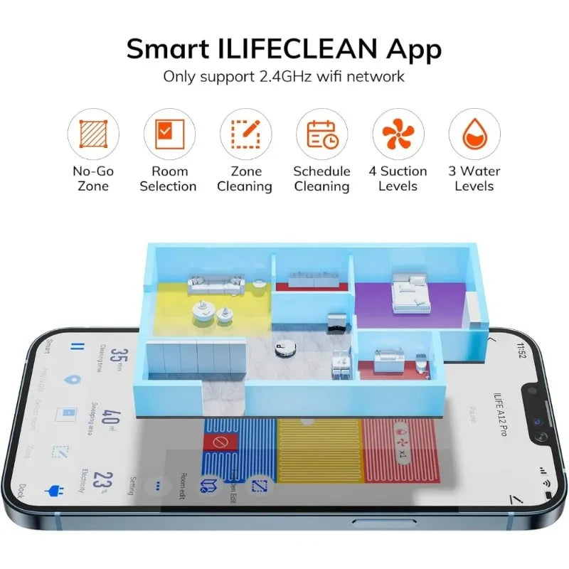 Furniture.A12 Pro Robot Vacuum and Mop Combo, Self Emptying Station for 60 Days, LiDAR Navigation,  Mapping, No-Go Zones sofa