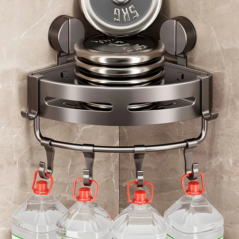Corner Shower Caddy Suction Cup Shower Shelf Corner No Drilling Bathroom Shower Organizer Storage Rack Adhesive with Towel Bar