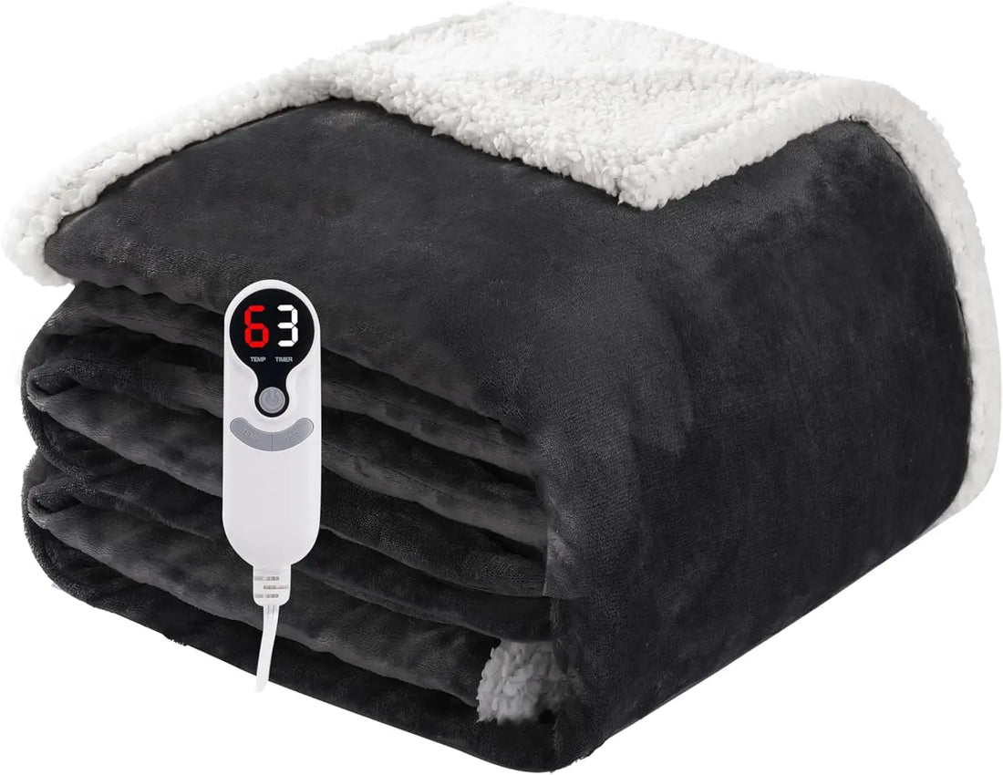 Electric Heated Blanket Full Size 72x84, Soft Flannel with Overheat Protection, 9 Heat Settings &amp; Auto-Off Timer