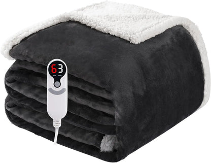 Electric Heated Blanket Full Size 72x84, Soft Flannel with Overheat Protection, 9 Heat Settings &amp; Auto-Off Timer
