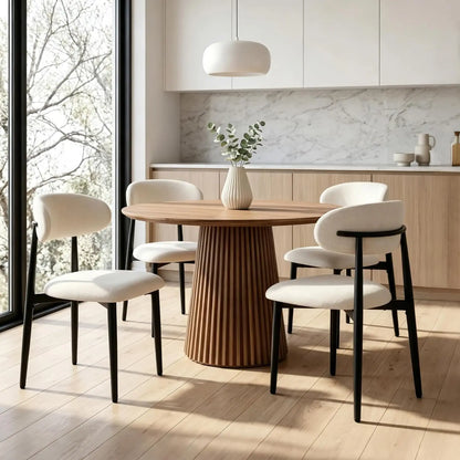 Dining Chairs Set of 4, Metal Kitchen Chairs with Modern Fabric Upholstered for Dining Room, Beige, Customized