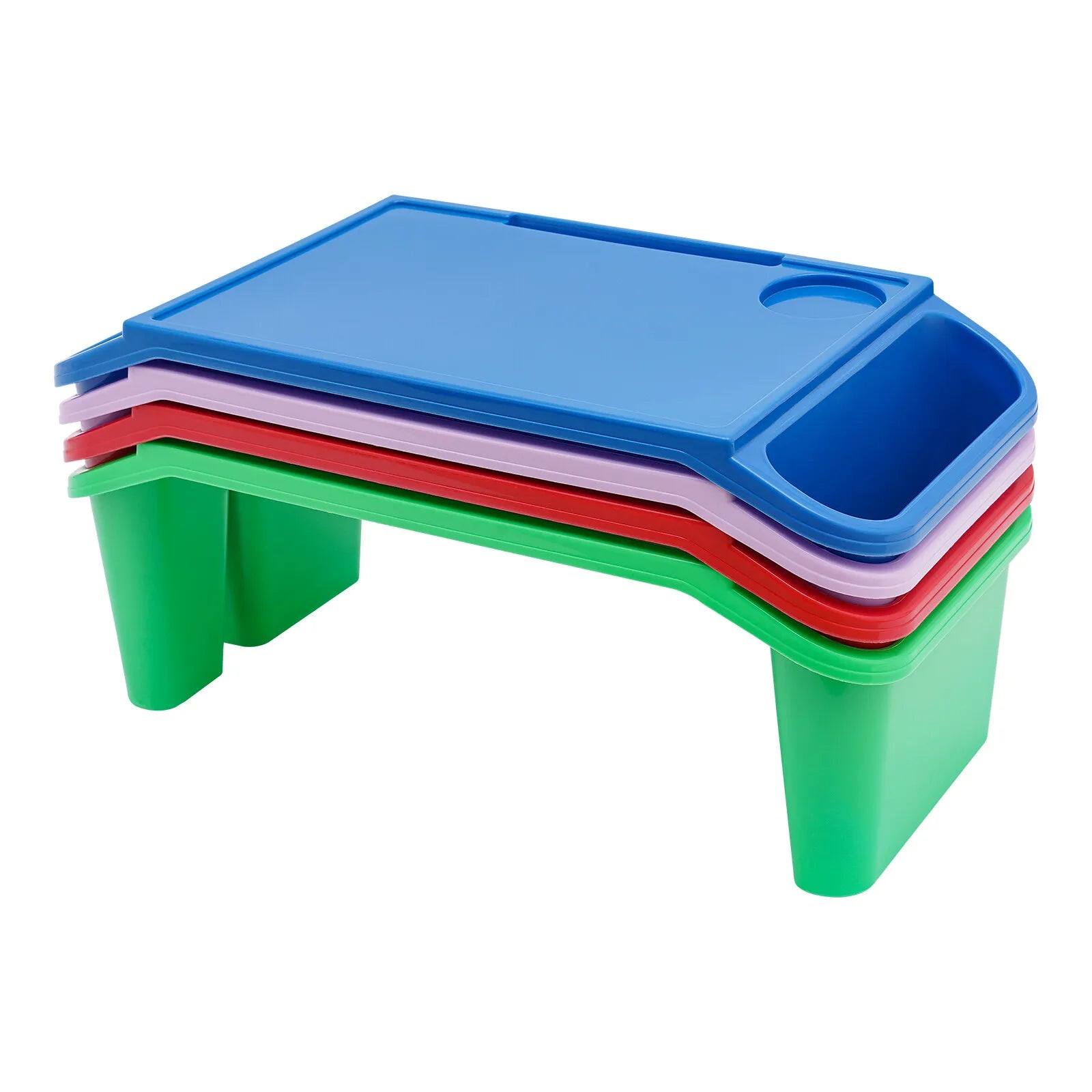 4-Piece Kids Lap Desk Set with Storage Pockets - Lightweight Plastic Tray for Breakfast, Laptop &amp; Crafts in Bed  table for kids