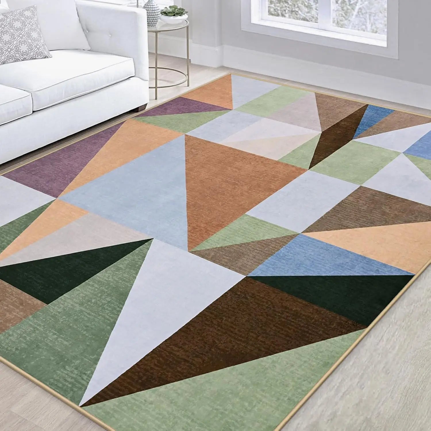 Geometric Patchwork Area Rug,Non-Slip Washable Rug for Bedroom, Soft Indoor Carpet for Entryway Dining Room Office Nursery Floor