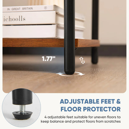 MCQ 3 Tier End Table Set of 2 Living Room Coffee Tables Storage Shelf Nightstand with Adjustable Feet For Tea Dining Tables