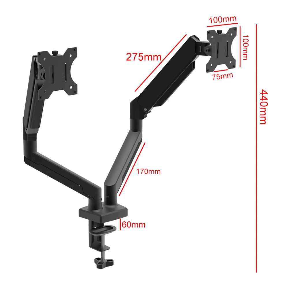 VKTECH Dual Monitor Stand Desk Mount With Adjustable Arm