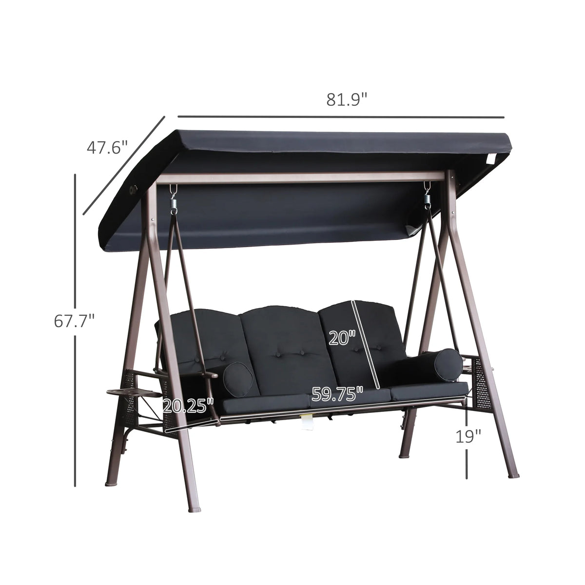 Outsunny Outdoor Canopy Cushioned Patio Glider Swing Bench