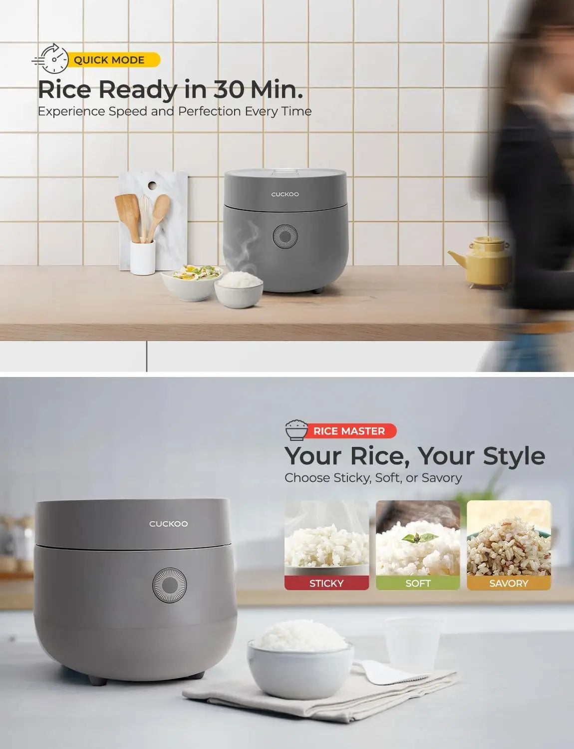 Rice Cooker 6 Cup Uncooked / 12 Cup Cooked, Modern Fuzzy Logic Rice Cooker Small with Delay Timer & Keep Warm Setting, Versatile