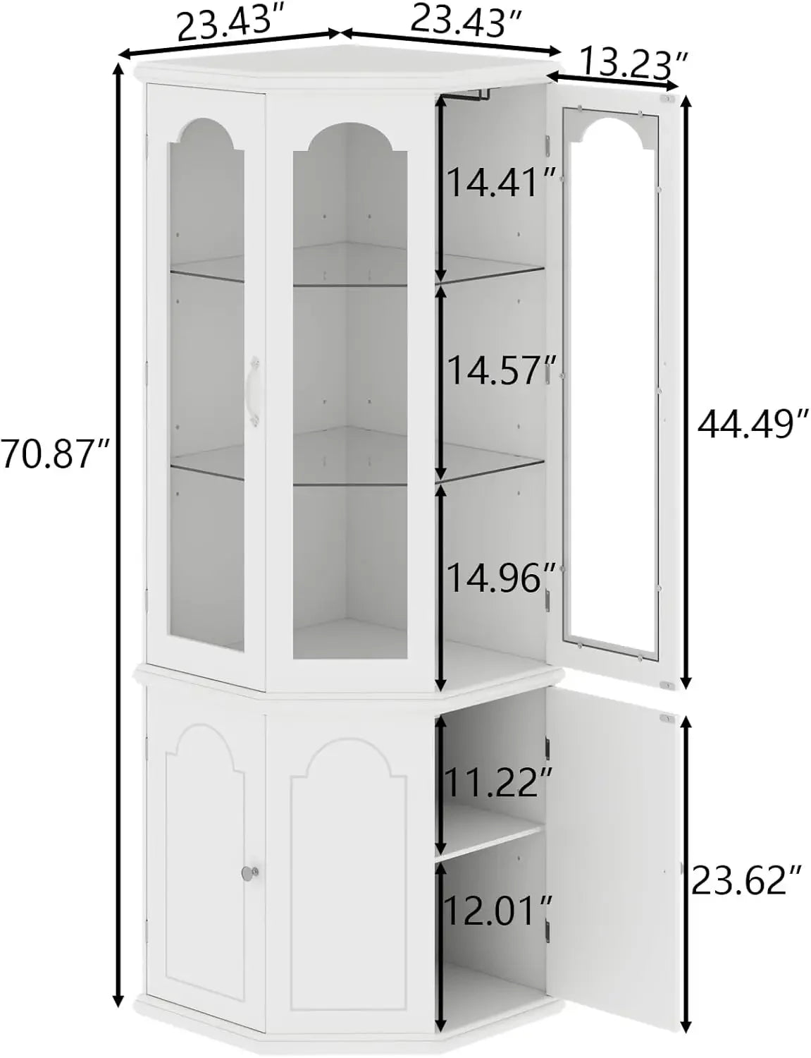HOT SELLIG QUALITY Corner Bar Cabinet W/LED Lights, Tall Modern Wine Cabinet With Tempered Glass Door & Adjustable Shelves, Home