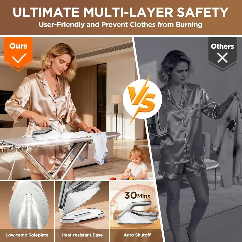 Newbealer Steam Generator Iron, 1500W Turbo Steamer for Clothes, 2 Bar Pressure Clothes Iron