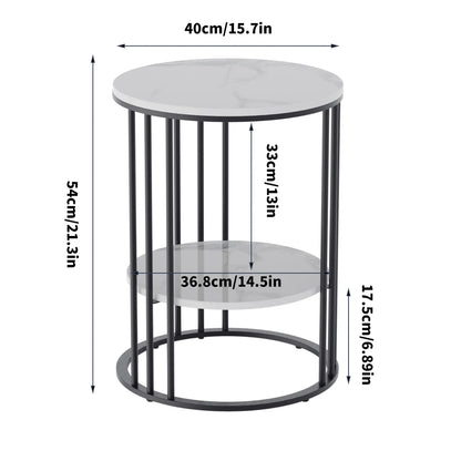 Wisfor Two Tier Sintered Stone End Table with Metal Frame
