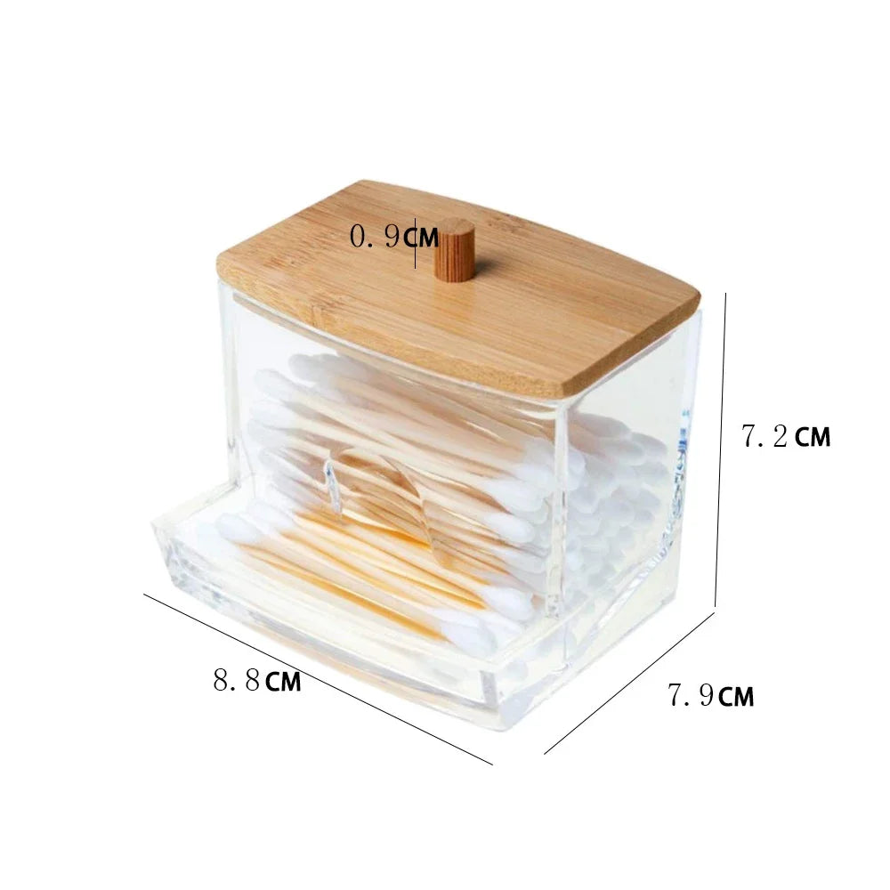 Acrylic Makeup Organizer For Cotton Swabs Jewelry And Remover Pads