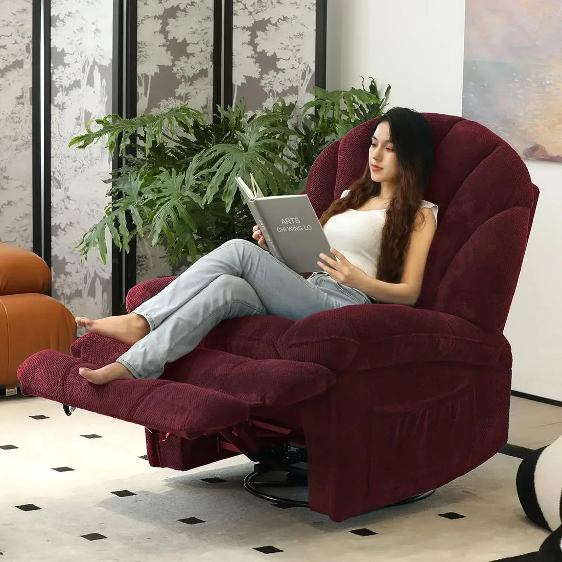 Dual Motor Power Swivel Rocker Recliner Chair for Living Room, Power Adjustable Backrest and Extended Footrest,, Customized