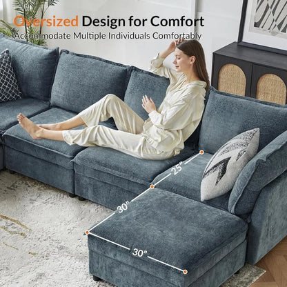 Oversized Modular Sectional Sofa, 8 Seat U Shaped Couch With Storage Ottoman, Extra Deep Seat, Modern Comfy Chenille Sofa,